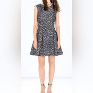 Zara navy blue and white print flare dress, Size S